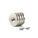 Dünya Magnet 4 Adet 25Mm X 10/5Mm X 5Mm Havşa Delikli Güçlü Neodyum Mıknatıs