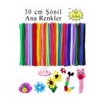 Dünya Magnet 50'li Şönil Karışık Renkli 30 Cm Tüylü Tel 50 Adet Eğitici Şönil Seti, Peluş Tel