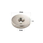 Dünya Magnet Havşalı Neodyum Mıknatıs - Ø20Xø10/5X5Mm - Ahşap, Plastik, Betona Sabitle (5 Adet Set)