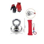Dünya Magnet Magnet Fishing Seti, Neodyum Pot Mıknatıs 25Mm Çapında Halat Eldiven, Mıknatıs Balıkçılığı