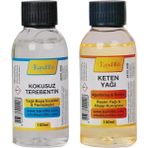 Dünya Magnet Yağlı Boya Seti Yardımcı Malzemeler 2 x 100 ml Terebentin Resim Keten Yağı