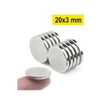 Dünya Magnet Yuvarlak, Neodyum Mıknatıs, 20X3 Mm, Silindir Güçlü Magnet - 10 Adet