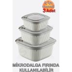 Dünya Micro Line Kare Saklama Kabı (600, 1100, 1800 Ml) (Üçlü Set) - Bej