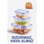 Dünya Plastik Lock ve fresh Contalı Dikdörtgen Saklama Kabı (400, 800, 1400ml) (üçlü Set) Şeffaf