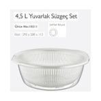 Dünya Süzgeç Seti (Süzgeç+Badya Leğen), Yuvarlak, Şeffaf, 4.5 L - Renkli - 1 Adet