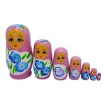 Dünyadan Hediyeler Ahşap Matruşka Bebek Yedili Set Gül Pembe