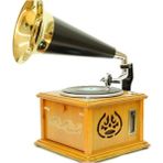 Dünyadan Hediyeler Gramofon Kare Ahşap Plakçalar Radyo Bluetooth USB C0103 Çok Renkli Nostaljik Tasarım - Standart