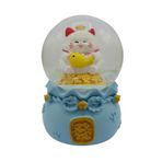 Dünyadan Hediyeler Maneki Neko Şans Kedisi Işıklı Kar Küresi Mavi 9cm