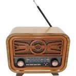 Dünyadan Hediyeler Radyo Retro Açık Ahşap Bluetooth Hoparlör TF Kart Şarjlı Led N0A1
