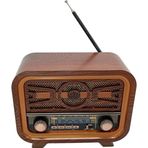 Dünyadan Hediyeler Radyo Retro Ceviz Bluetooth Hoparlör TF Kart Şarjlı Led N1B2