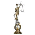 Dünyadan Hediyeler Themis Adalet Terazisi Heykeli ve Dünya Biblo Gümüş 24cm