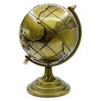 Dünyadan Hediyeler Vintage Metal Dünya Küre Biblo Antik Bronz 12 cm