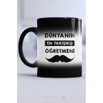 Dünyanın En Yakışıklı Öğretmeni Kupa Bardak Sihirli - 1 Adet - 300 ml - Siyah