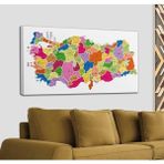Dünyatablo Türkiye Haritası Kanvas Tablo Il ve Ilçeli Ayrıntılı Eğitici-Öğretici Dekoratif Tablo 3036 - 150 x 85 - Renkli