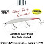 Duo 140 ACCZ126 Tide Minnow Slim Flyer Ivory Pearl Red Tail Sahte Balık