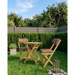 Duo Balkon Bahçe Mutfak Katlanır Masa Bej Rengi Minderli Sandalye Bistro Set Kahverengi