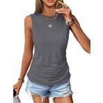 DUOEASE Basic Tank Top Gri Yuvarlak Yaka Kadın T-shirt
