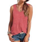 DUOEASE Scoop Kırmızı Kolsuz Kadın T-shirt