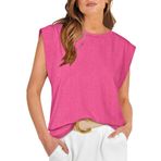 DUOEASE Top Pembe Basic Yuvarlak Yaka Kısa Kollu Kadın T-shirt