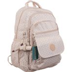 Duomino Krinkıl Kumaş Suya Dayanıklı Büyük Boy Desenli Klinkır Sırt Çantası 45x30x15 cm Unisex Krem