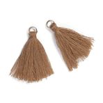 Duories 50 adet mini püsküllü kolye ucu, 3 cm, pamuk, püsküllü, püsküllü, bileklik, anahtarlık, el işi, küpeler, takı üretimi için çanta, yer imi kendin yap el işi aksesuarı, kahve