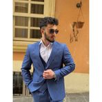 Dupont Classics Dupont Erkek Slim Fit 6 Drop Yelekli Takım Elbise - Sivri Yaka Çift Yırtmaçlı - Parlament Mavisi - 46