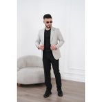 Dupont Erkek Keten Blazer Ceket Slim Fit Yazlık Nefes Alabilir - 46 - 6 Drop - Metalik