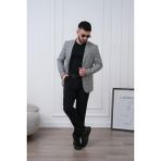 Dupont Erkek Keten Blazer Ceket Slim Fit Yazlık Nefes Alabilir - 48 - 6 Drop - Gri