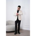 Dupont Erkek Keten Blazer Ceket Slim Fit Yazlık Nefes Alabilir - 58 - 6 Drop - Sarı
