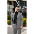 Dupont Sivri Yaka Kruvaze Takım Elbise - Gri - Açık Gri - 6 Drop - 50