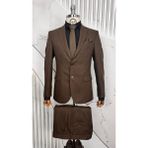 Dupont Slim Fit Mono Yaka Takım Elbise - Kahverengi - 6 Drop - 48