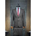 Dupont Slim Fit Viscon Çizgili Takım Elbise - Kahverengi - 6 Drop - 48