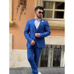 Dupont Slim Fit Yelekli Takım Elbise - Açık Lacivert - 6 Drop - 46