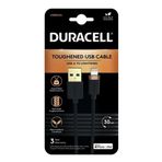 Duracell 0,3m Lightning To Usb-A Örgülü Şarj Kablosu - Siyah