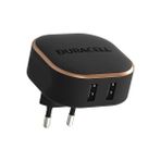 Duracell 17W 2×USB-A Seyahat Şarj Adaptörü – Çift Çıkışlı Telefon Şarj Cihazı Siyah