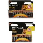 Duracell Alkalin 24'Lü Özel Pil Paketi(12Aa +12Aaa) Paket24Lüaaa