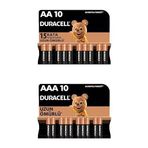 Duracell Alkalin AA Kalem Piller, 1,5 V LR6/MN1500, 10’lu Paket + Duracell Alkalin AAA İnce Kalem Piller, 1,5 V LR03/MN2400, 10’lu Paket