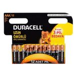 Duracell Alkalin AAA 12'li İnce Kalem Pil