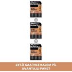 Duracell Alkalin Aaa Ince Kalem Pil, 1,5V (LR03 / MN2400), 8'li Paket x 3