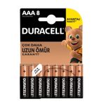 Duracell Alkalin AAA İnce Kalem Pil 1,5V (LR03 / MN2400), 8'li Paket