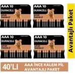 Duracell Alkalin Aaa Ince Kalem Piller, 40 Lı Paket - 40 Adet