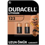 Duracell CR123 Yüksek Güçlü Lityum Pil (2’li Paket) 3V (CR123A / CR17345) – Uzun kullanım ömrü – Kameralarda, Duman Dedektörlerinde Kullanım İçin – 10 Yıl Depolama Ömrü Garantisi - Sızıntı Önleme