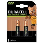 Duracell HR03 750 mAh 1.2V Şarj Edilebilir 2'li İnce Kalem Pil