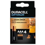 Duracell Optimum AAA İnce Kalem Alkalin Pil, 4’lü Paket, 1.5V, Saklama Paketi - LR03 MX2400