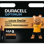 Duracell Optimum AAA İnce Kalem Pil (8’li Paket) - Alkalin Pil 1,5V - Pil Saklama Paketi - LR03 MX2400