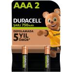 Duracell Şarj Edilebilir Aaa İnce Kalem Pil 2'Li Paket 750Mah Nimh