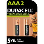 Duracell Şarj Edilebilir AAA İnce Kalem Pil (2'li Paket), 900 mAh NiMH, Önceden Sarj Edilmiş, Şarj Edilebilir pilimiz