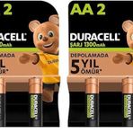 Duracell Şarj Edilebilir Pil AA Kalem (4'li Paket), 1300 mAh NiMH, 2000 Sarj Döngüsü, Önceden Sarj Edilmiştir