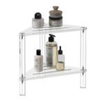 Duran Köşe duş Caddy, 2 katmanlı Akrilik Köşe duş rafları, iç duş Için Net duş organizatörü, Banyo, Mutfak, Küvet, Yatak odası (12.2 d X 13.39 w X 11.81 h)