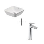 Duravit D-neo 40 Cm Kare Çanak Lavabo Ve No.1 Lavabo Bataryası Large Gri